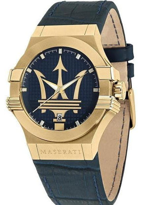 Buy Shop Maserati Potenza Blue Dial Blue Leather Strap Watch For Men - R8851108035 USA Online