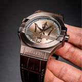 Buy Shop Maserati Potenza Brown Dial Brown Leather Strap Watch For Men - R8851108011 USA Online