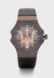 Buy Shop Maserati Potenza Brown Dial Brown Leather Strap Watch For Men - R8851108011 USA Online