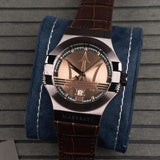 Buy Shop Maserati Potenza Brown Dial Brown Leather Strap Watch For Men - R8851108011 USA Online