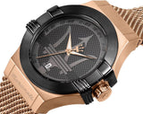 Buy Shop Maserati Potenza Classic Black Dial Rose Gold Mesh Bracelet Watch For Men - R8853108009 USA Online