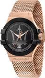 Buy Shop Maserati Potenza Classic Black Dial Rose Gold Mesh Bracelet Watch For Men - R8853108009 USA Online