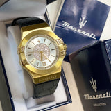 Buy Shop Maserati Potenza Diamonds Silver Dial Black Leather Strap Watch For Women - R8851108505 USA Online