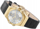 Buy Shop Maserati Potenza Diamonds Silver Dial Black Leather Strap Watch For Women - R8851108505 USA Online