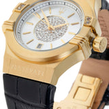Buy Shop Maserati Potenza Diamonds Silver Dial Black Leather Strap Watch For Women - R8851108505 USA Online