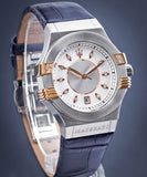 Buy Shop Maserati Potenza Diamonds Silver Dial Blue Leather Strap Watch For Women - R8851108502 USA Online