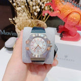 Buy Shop Maserati Potenza Diamonds Silver Dial Blue Leather Strap Watch For Women - R8851108502 USA Online