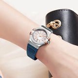 Buy Shop Maserati Potenza Diamonds Silver Dial Blue Leather Strap Watch For Women - R8851108502 USA Online