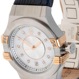 Buy Shop Maserati Potenza Diamonds Silver Dial Blue Leather Strap Watch For Women - R8851108502 USA Online