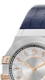 Buy Shop Maserati Potenza Diamonds Silver Dial Blue Leather Strap Watch For Women - R8851108502 USA Online