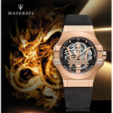 Buy Shop Maserati Potenza Limited Edition Automatic Skeleton Black Dial Black Leather Strap Watch For Men - R8821108025 USA Online