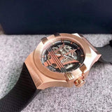 Buy Shop Maserati Potenza Limited Edition Automatic Skeleton Black Dial Black Leather Strap Watch For Men - R8821108025 USA Online