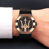 Buy Shop Maserati Potenza Quartz Black Dial Black Leather Strap Watch For Men - R8851108032 USA Online