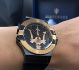 Buy Shop Maserati Potenza Quartz Black Dial Black Leather Strap Watch For Men - R8851108032 USA Online