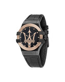 Buy Shop Maserati Potenza Quartz Black Dial Black Leather Strap Watch For Men - R8851108032 USA Online
