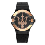 Buy Shop Maserati Potenza Quartz Black Dial Black Leather Strap Watch For Men - R8851108032 USA Online