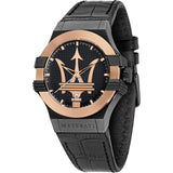 Buy Shop Maserati Potenza Quartz Black Dial Black Leather Strap Watch For Men - R8851108032 USA Online