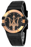 Buy Shop Maserati Potenza Quartz Black Dial Black Leather Strap Watch For Men - R8851108032 USA Online
