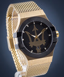 Buy Shop Maserati Potenza Quartz Black Dial Gold Mesh Bracelet Watch For Men - R8853108006 USA Online
