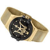 Buy Shop Maserati Potenza Quartz Black Dial Gold Mesh Bracelet Watch For Men - R8853108006 USA Online