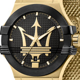 Buy Shop Maserati Potenza Quartz Black Dial Gold Mesh Bracelet Watch For Men - R8853108006 USA Online