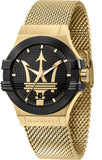 Buy Shop Maserati Potenza Quartz Black Dial Gold Mesh Bracelet Watch For Men - R8853108006 USA Online