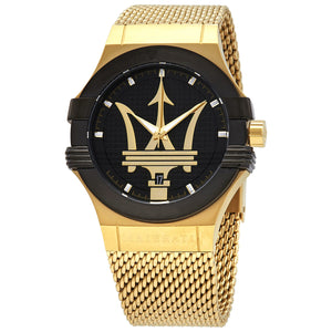 Buy Shop Maserati Potenza Quartz Black Dial Gold Mesh Bracelet Watch For Men - R8853108006 USA Online