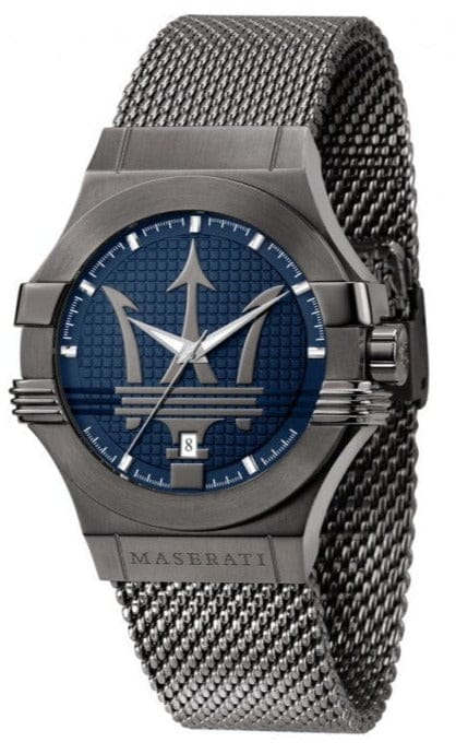 Buy Shop Maserati Potenza Quartz Blue Dial Grey Mesh Bracelet Watch For Men - R8853108005 USA Online