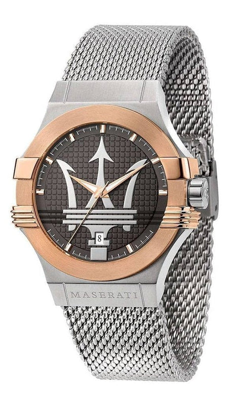 Buy Shop Maserati Potenza Quartz Grey Dial Silver Mesh Bracelet Watch For Men - R8853108007 USA Online