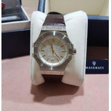 Buy Shop Maserati Potenza Silver Dial Brown Leather Strap Watch For Women - R8851108506 USA Online