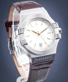 Buy Shop Maserati Potenza Silver Dial Brown Leather Strap Watch For Women - R8851108506 USA Online