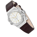 Buy Shop Maserati Potenza Silver Dial Brown Leather Strap Watch For Women - R8851108506 USA Online