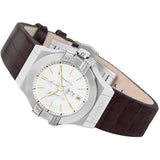Buy Shop Maserati Potenza Silver Dial Brown Leather Strap Watch For Women - R8851108506 USA Online