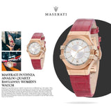 Buy Shop Maserati Potenza Silver Dial Red Leather Strap Watch For Women - R8851108501 USA Online