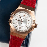 Buy Shop Maserati Potenza Silver Dial Red Leather Strap Watch For Women - R8851108501 USA Online