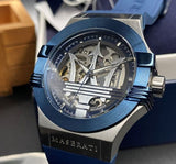 Buy Shop Maserati Potenza Skeleton Dial Quartz Blue Silicon Watch For Men - R8821108028 USA Online