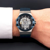 Buy Shop Maserati Potenza Skeleton Dial Quartz Blue Silicon Watch For Men - R8821108028 USA Online