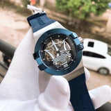 Buy Shop Maserati Potenza Skeleton Dial Quartz Blue Silicon Watch For Men - R8821108028 USA Online