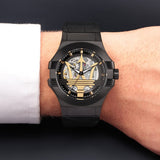 Buy Shop Maserati Potenza Skeleton Limited Edition Black Dial Black Leather Strap Watch For Men - R8821108027 USA Online