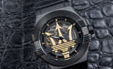 Buy Shop Maserati Potenza Skeleton Limited Edition Black Dial Black Leather Strap Watch For Men - R8821108027 USA Online