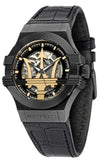 Buy Shop Maserati Potenza Skeleton Limited Edition Black Dial Black Leather Strap Watch For Men - R8821108027 USA Online
