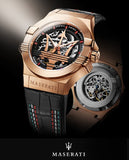 Buy Shop Maserati Potenza Skeleton Limited Edition Dial Black Strap Watch For Men - R8821108026 USA Online