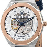 Buy Shop Maserati Stile Automatic Limited Edition White Dial Blue Leather Strap Watch For Men - R8821142001 USA Online