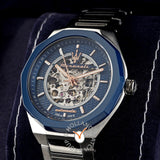 Buy Shop Maserati Stile Automatic Skeleton Silver Dial Silver Steel Strap Watch For Men - R8823142004 USA Online