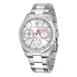 Buy Shop Maserati Competizione Chronograph White Dial Silver Steel Strap Watch For Men - R8853100017 USA Online