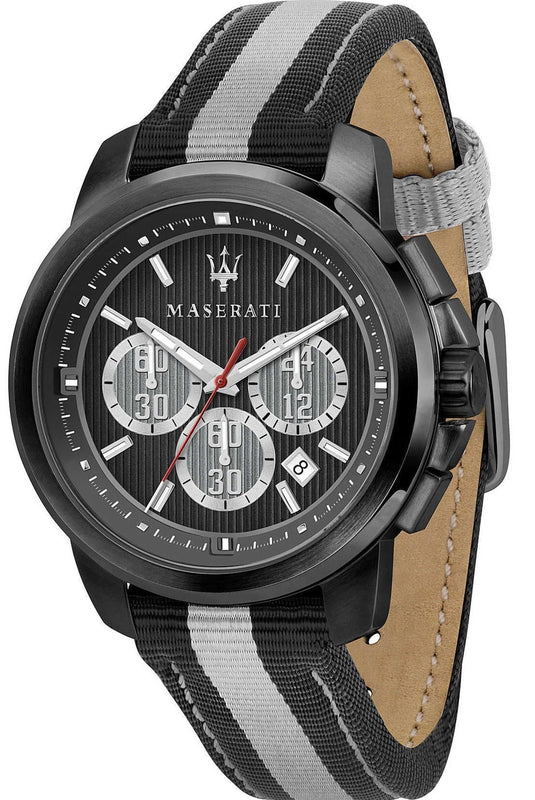 Buy Shop Maserati Royale 44mm Black Dial Stainless Steel Fiber Strap Watch For Men - R8871637002 USA Online