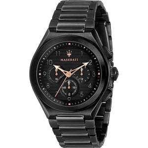 Buy Shop Maserati Triconic Quartz Black Dial Black Steel Strap Watch For Men - R8873639003 USA Online