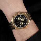 Buy Shop Maserati Stile 45mm Chronograph Black Dial Gold Steel Strap Watch For Men - R8873642001 USA Online