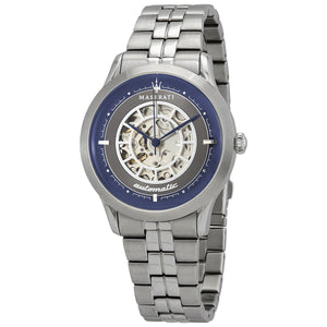 Buy Shop Maserati Ricordo Automatic Skeleton Silver Dial Silver Steel Strap Watch For Men - R8823133005 USA Online