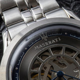 Buy Shop Maserati Ricordo Automatic Skeleton Silver Dial Silver Steel Strap Watch For Men - R8823133005 USA Online